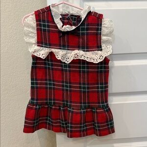 Janie and Jack Red Plaid Dress with White Eyelet Trim